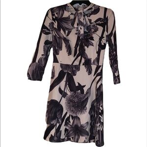 Girly NAOKO floral black & white a-line dress